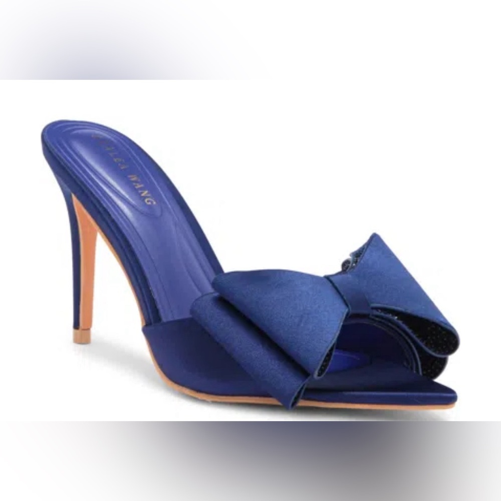 Azalea Wang Navy Large Bow Party Sandal